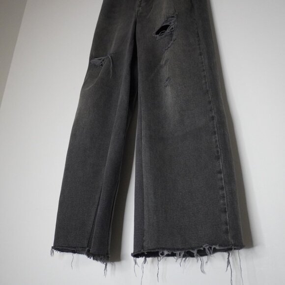 Upcycled Hollister Black Wide Straight-Leg Jeans - Size 26 - Picture 9 of 13